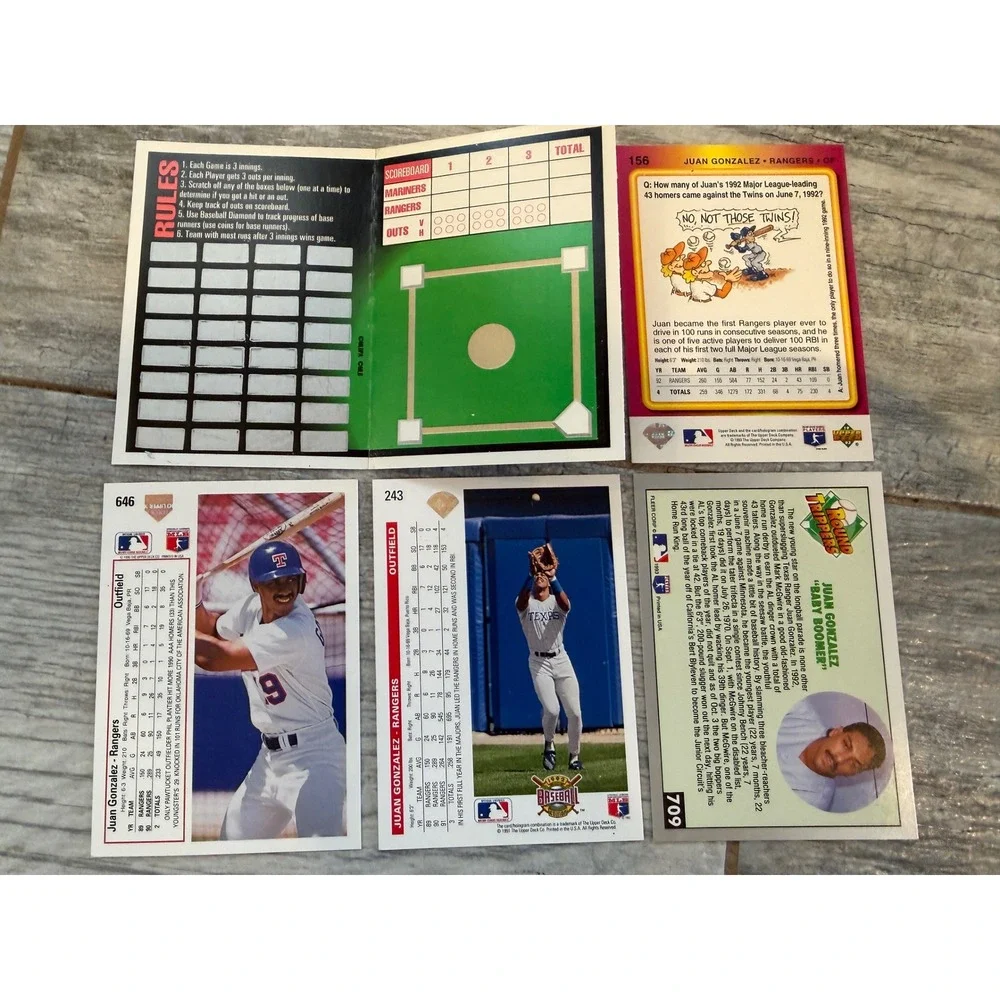 Upper Deck Leaf Juan Gonzalez Baseball Card Lot Texas Rangers 4 pc MLB Fleer‎